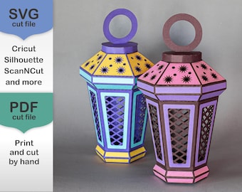 Papieren kerstlantaarn SVG-PDF-bestand knippen voor Cricut Silhouette ScanNCat Brother Project 3D