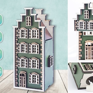 Amsterdam House 3D Miniature Glowforge SVG Laser Cut Files DXF Model for Plasma DIY cnc Project Funny Kids Bundle