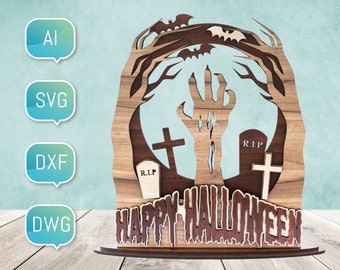 Halloween Glowforge SVG laser cut files DXF for Plasma DIY cnc Project porch sign svg