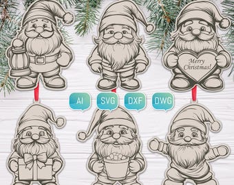 Glowforge kerstkabouterornamentbundel: lasergesneden SVG DXF-bestanden