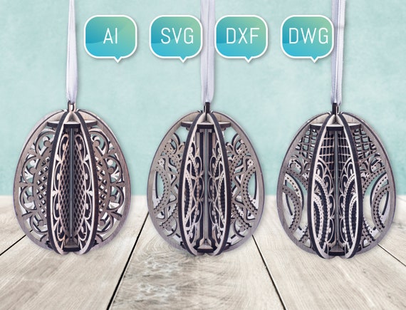 Easter Eggs bundle SVG DXF Glowforge Laser Cut File Decor 3D Project Digital Ready Files for Plasma Cutting machine DIY cnc Project