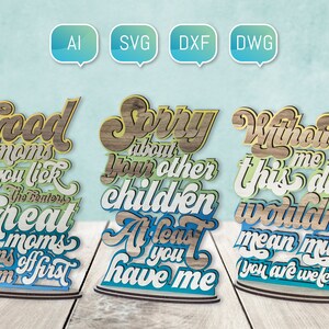 Mothers Day Birthday Anniversary SVG Gift signs plaque DXF Glowforge Laser Cut File Decor 3D Project Digital Ready Files for Plasma