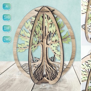 Huevo de Pascua Árbol de la vida SVG DXF Glowforge Laser Cut File Decor 3D Project Digital Ready Files para máquina de corte por plasma DIY cnc Project