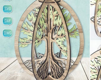 Huevo de Pascua Árbol de la vida SVG DXF Glowforge Laser Cut File Decor 3D Project Digital Ready Files para máquina de corte por plasma DIY cnc Project