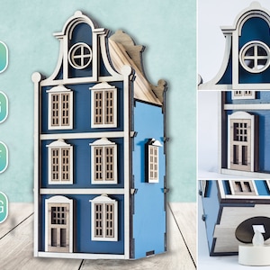Amsterdam House 3D Miniature Glowforge SVG Laser Cut Files DXF Model for Plasma DIY cnc Project Funny Kids Bundle