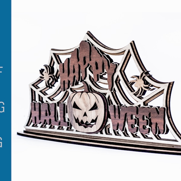 Halloween Porch Sign Glowforge SVG Laser Cut Files DXF for Plasma DIY cnc Project Pumpkin Face