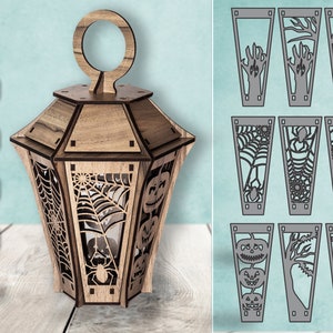 File di taglio laser lanterna di Halloween 3D Glowforge Cricut SVG DXF per progetto fai da te CNC al plasma Pacchetto divertente per bambini