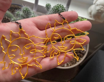 3d printed sun earrings/vintage sun earrings