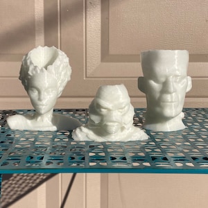 Glow in the dark monster pots/frankenstein/bride of frankenstein/creature from the black lagoon