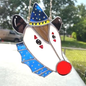 Clown Possum stained glass/stained glass possum/clown stained glass