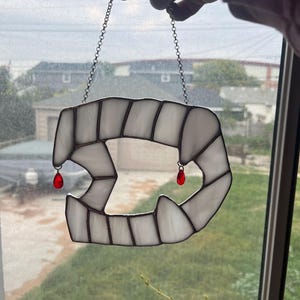 Vampire Teeth Stained Glass with Red Beads