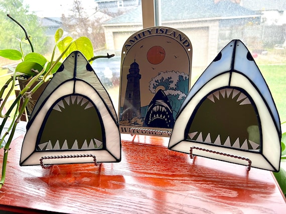 Stained Glass Shark Mirror/jaws Inspired Mirror/shark Wall Hanging