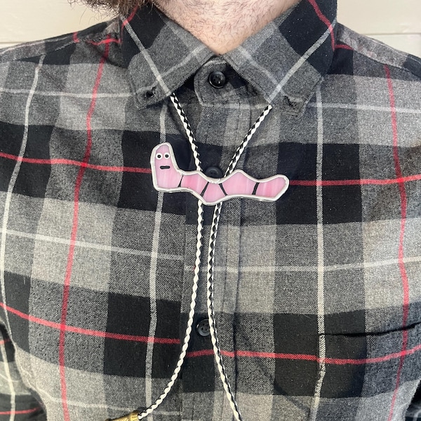 Stained glass worm bolo tie