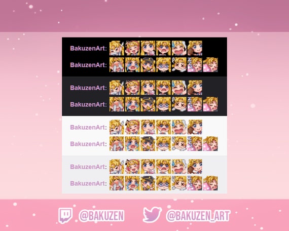 12 Sailor Moon Emotes For Twitch Discord Assorted Set Etsy