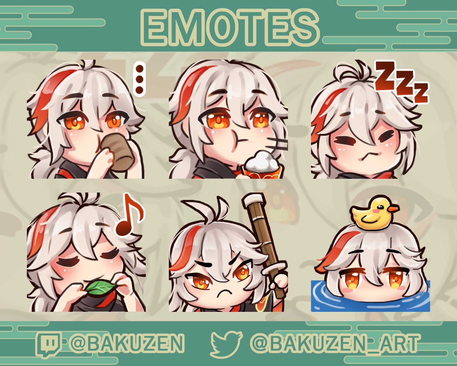 Kazuha Genshin Impact Emote Pack for Twitch Discord Etsy