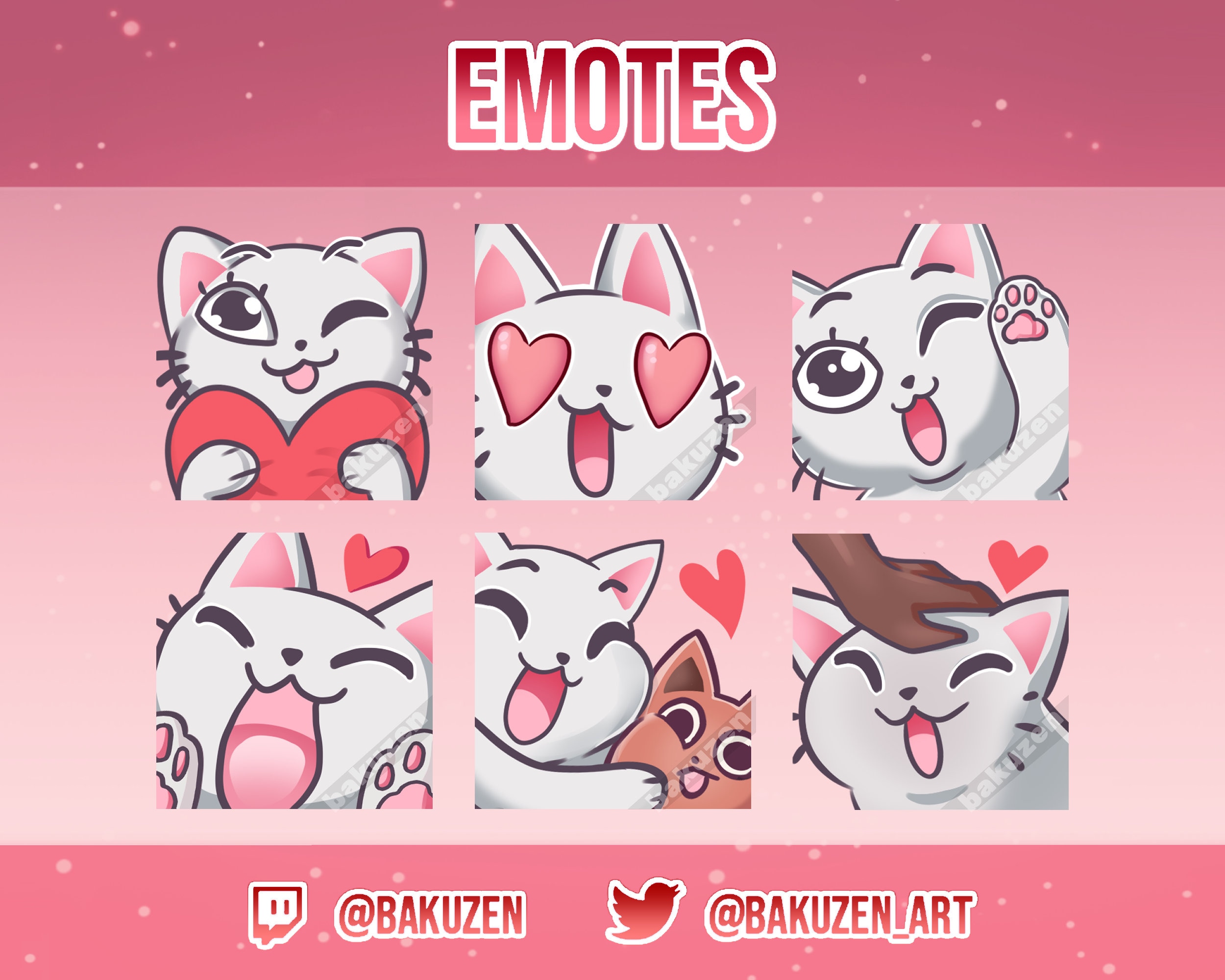 White Cat Emote Pack for Twitch Discord Love Set Cute | Etsy