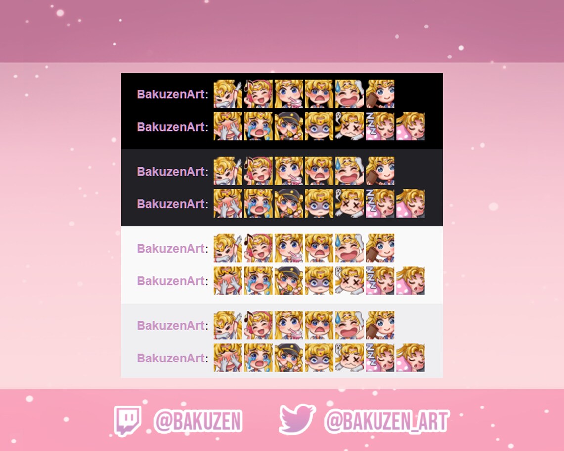 12 Positive Sailor Moon Emotes for Twitch Discord Cute - Etsy
