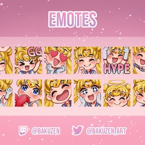 12 Sailor Moon Emotes For Twitch Discord Assorted Set Etsy