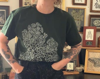 Poison Hemlock Nature Printed tshirt, Unisex, cotton, forest trees woods hand-printed mosscore forestcore earth lover short sleeve shirt