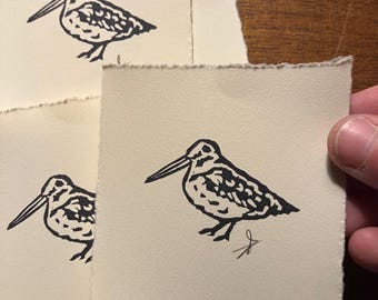 American Woodcock (Meep) 3x3 Block Print Unframed, Signed Original artwork