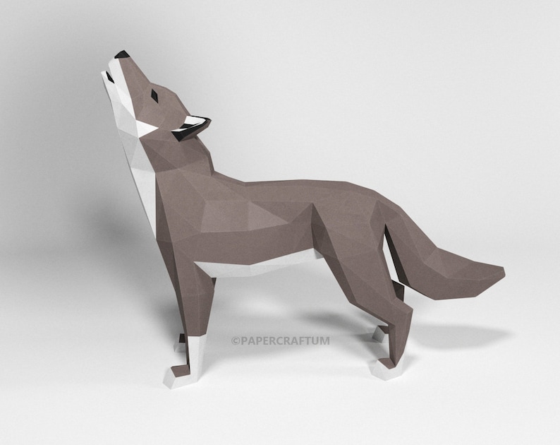 Wolf Papercraft Howling Wolf Figurine Low Poly Wolf Origami | Etsy