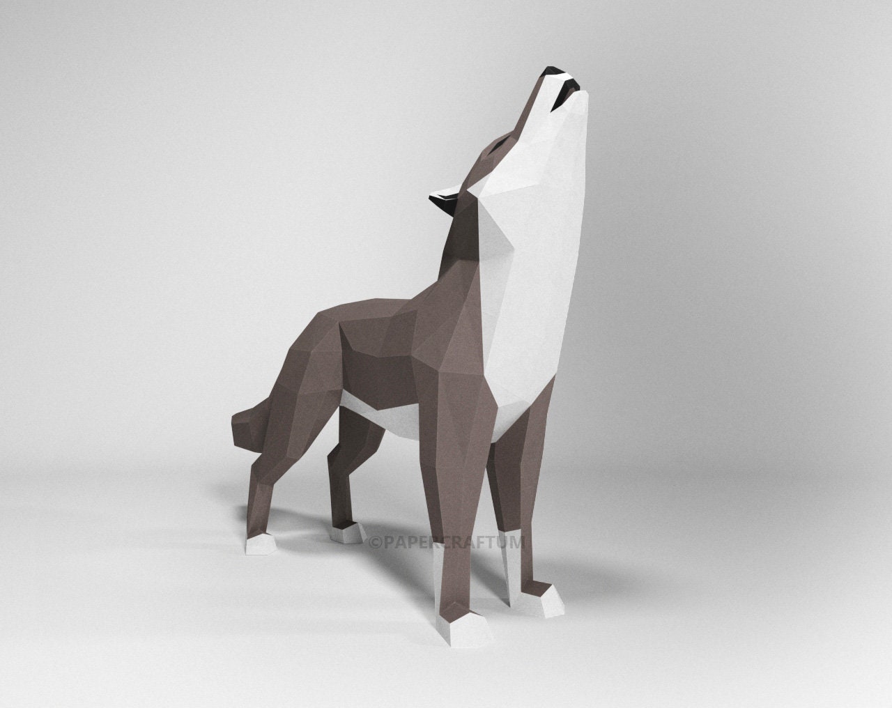 Wolf Papercraft, Howling Wolf Figurine, Low Poly Wolf, Origami DIY ...