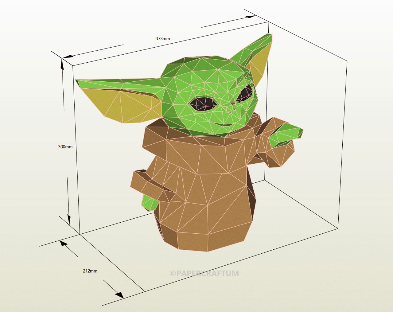 Baby Yoda Papercraft Yoda Origami Statue Loy Poly Sculpture Etsy