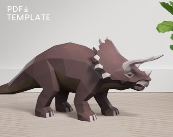 Triceratops Papercraft, Dinosaur Papercraft Sculpture, Triceratops Origami, Jurassic Park, Cadeaux de dinosaure, Puzzle 3D imprimable, Dino 3D