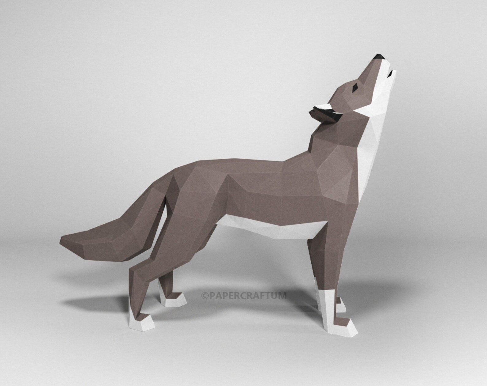 Wolf Papercraft, Howling Wolf Figurine, Low Poly Wolf, Origami DIY ...