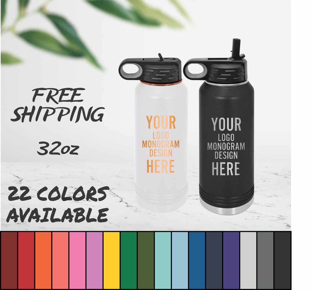 Laser Engraved Water Bottle: Custom Logo, Image, Text - 32oz Polar ...