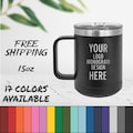 Laser Engraved Coffee Mugs With Custom Image, Logo, and/or Text. These are 15oz. Personalized Polar Camel Insulated Stainless Steel with Lid