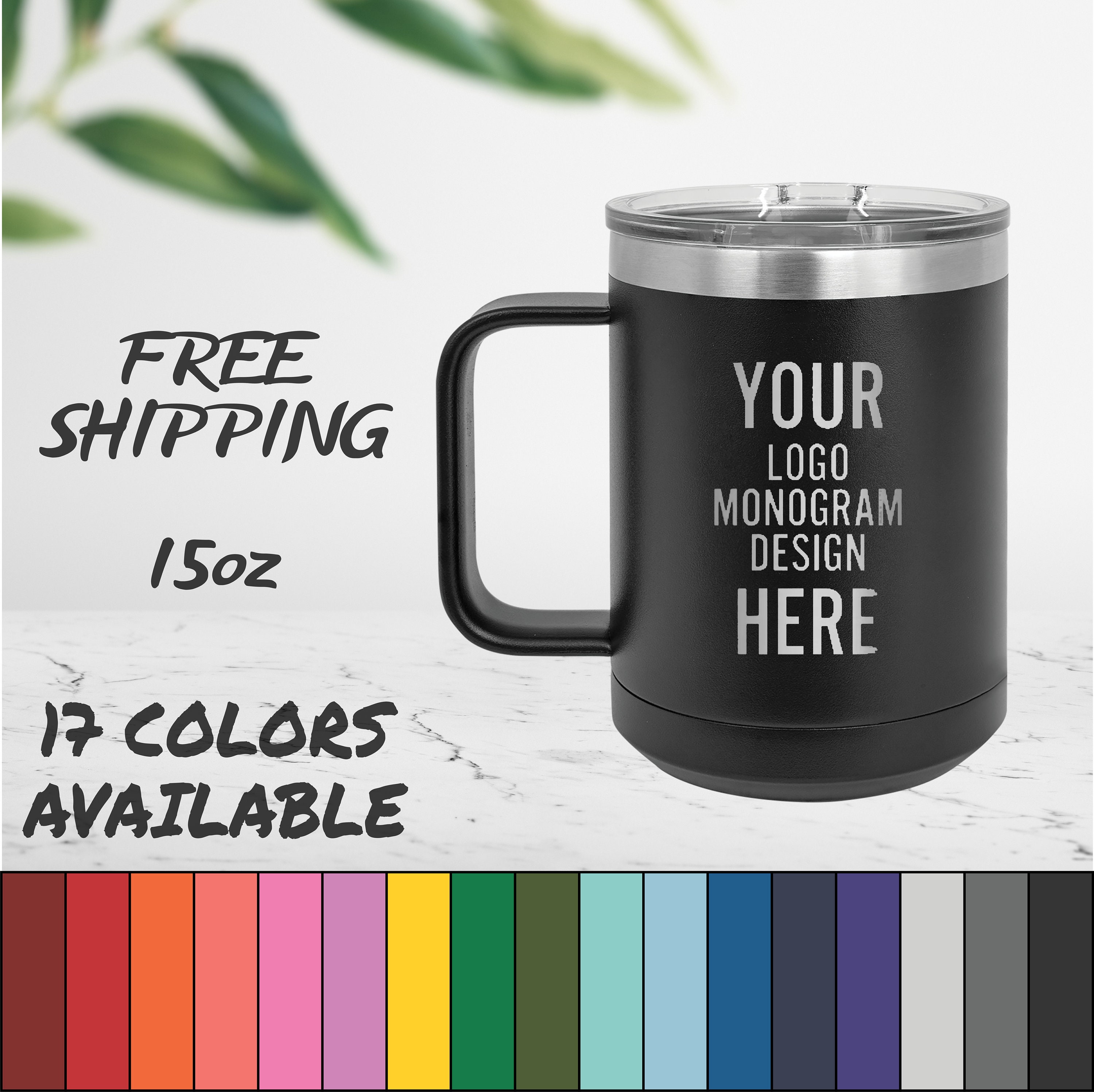 Mug à café gravé au laser : personnalisé en acier inoxydable isolé de 15 oz