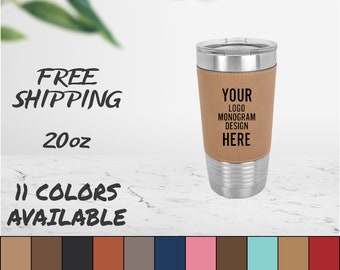 Laser Engraved Leather Tumbler: Personalized 20oz Stainless Steel Polar Camel