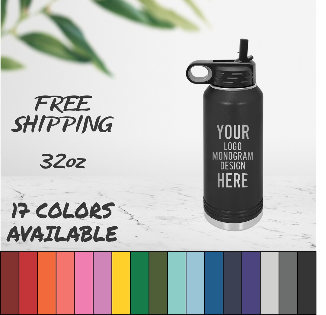 Laser Engraved Water Bottle With Custom Image, Logo, And/or Text. These