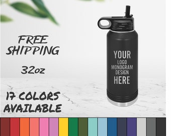 Laser Engraved Water Bottle With Custom Image, Logo, and/or Text. These are 32oz. Personalized Polar Camel Insulated Stainless Steel