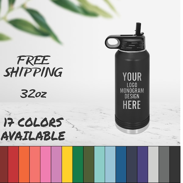 Laser Engraved Water Bottle With Custom Image, Logo, and/or Text. These are 32oz. Personalized Polar Camel Insulated Stainless Steel