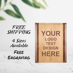 Laser Engraved  Genuine Red Alder & Genuine Walnut Plaque With Your Custom Image, Logo, and/or Text. Custom Engraved Plaque. Award Plaque