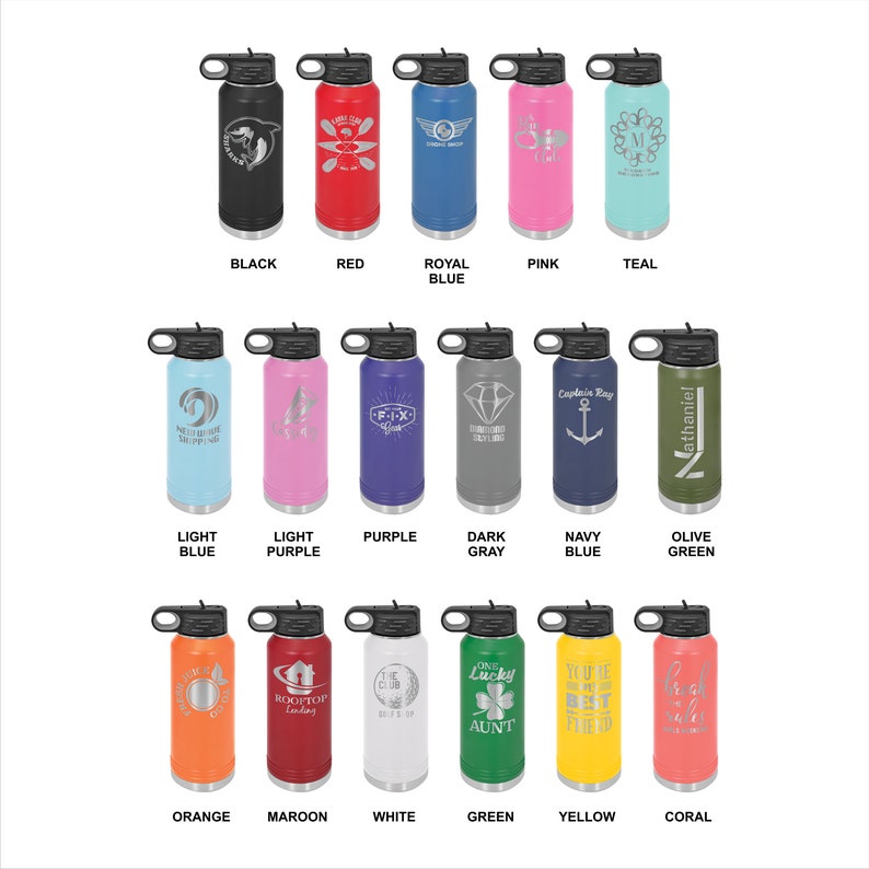 Laser Engraved Water Bottle With Custom Image Logo And/or Etsy