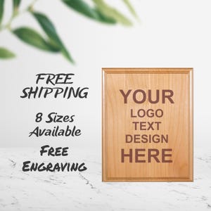 Laser Engraved  Genuine Red Alder Plaque With Your Custom Image, Logo, and/or Text. Custom Engraved Plaque. Award Plaque For Any Occasion