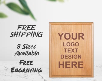 Laser Engraved Red Alder Plaque: Custom Logo & Text, Award Plaque