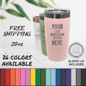 Laser Engraved Tumblers With Custom Image, Logo, and/or Text. These are 20oz. Personalized Polar Camel Insulated Stainless Steel with Lid