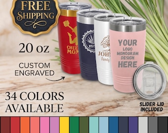 Laser Engraved Tumbler: Personalized Insulated Stainless Steel, 20oz
