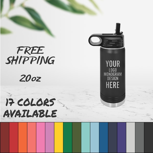 Laser Engraved Water Bottle With Custom Image, Logo, and/or Text. These are 20oz. Personalized Polar Camel Insulated Stainless Steel