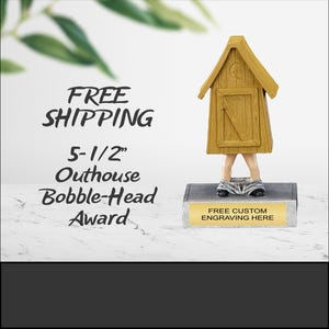 Personalized Outhouse Bobblehead Trophy: Custom Engraved Resin Figure