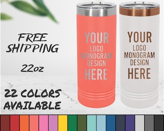Laser Engraved Skinny Tumbler: Personalized 22oz Stainless Steel Polar Camel