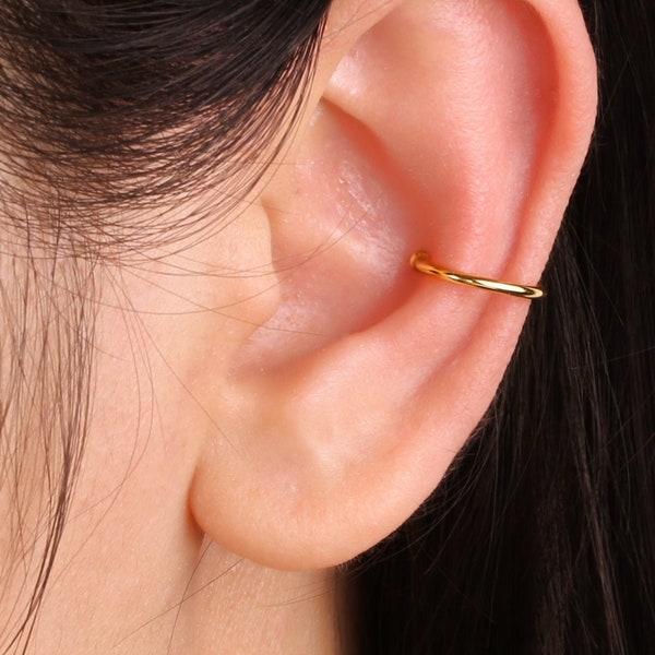 Simple Band Adjustable ear cuff no piercing-Tiny gold ear cuff non pierced-fake helix piercing-Silver ear wrap-fake conch cuffs