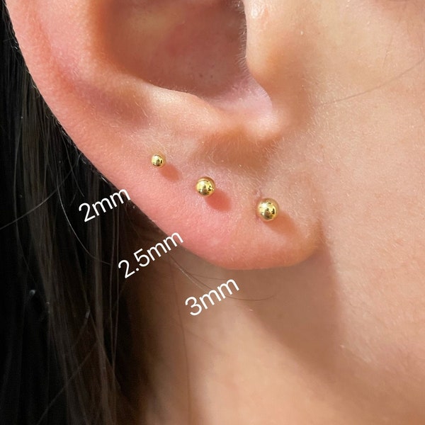 1 Pair Sterling sliver tiny stud earring, ball stud, gold stud, small stud earring, stud earring set, circle stud, round stud, tiny dot stud