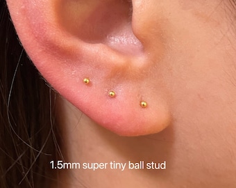 1 Pair Teeny tiny ball stud earring-sterling sliver small stud earring-mini gold stud-tiny dot earring, cute earring- minimalist dainty stud