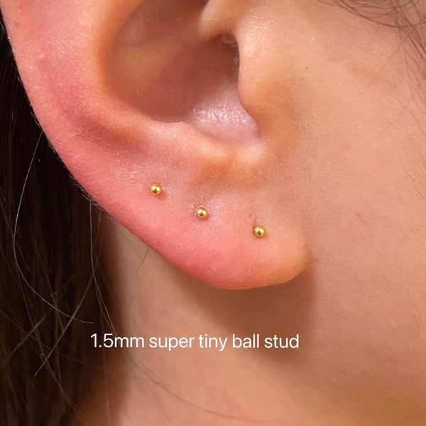 1 Pair Teeny tiny ball stud earring-sterling sliver small stud earring-mini gold stud-tiny dot earring, cute earring- minimalist dainty stud