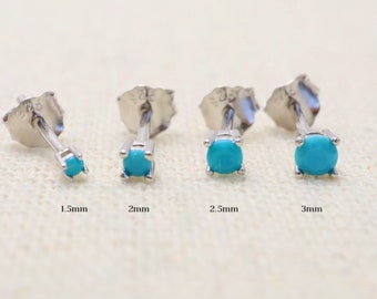 1 Pair Sterling silver Tiny Turquoise stud earring-small stud earring-gold mini stud- gift for her-tiny gold stud-minimal dainty stud